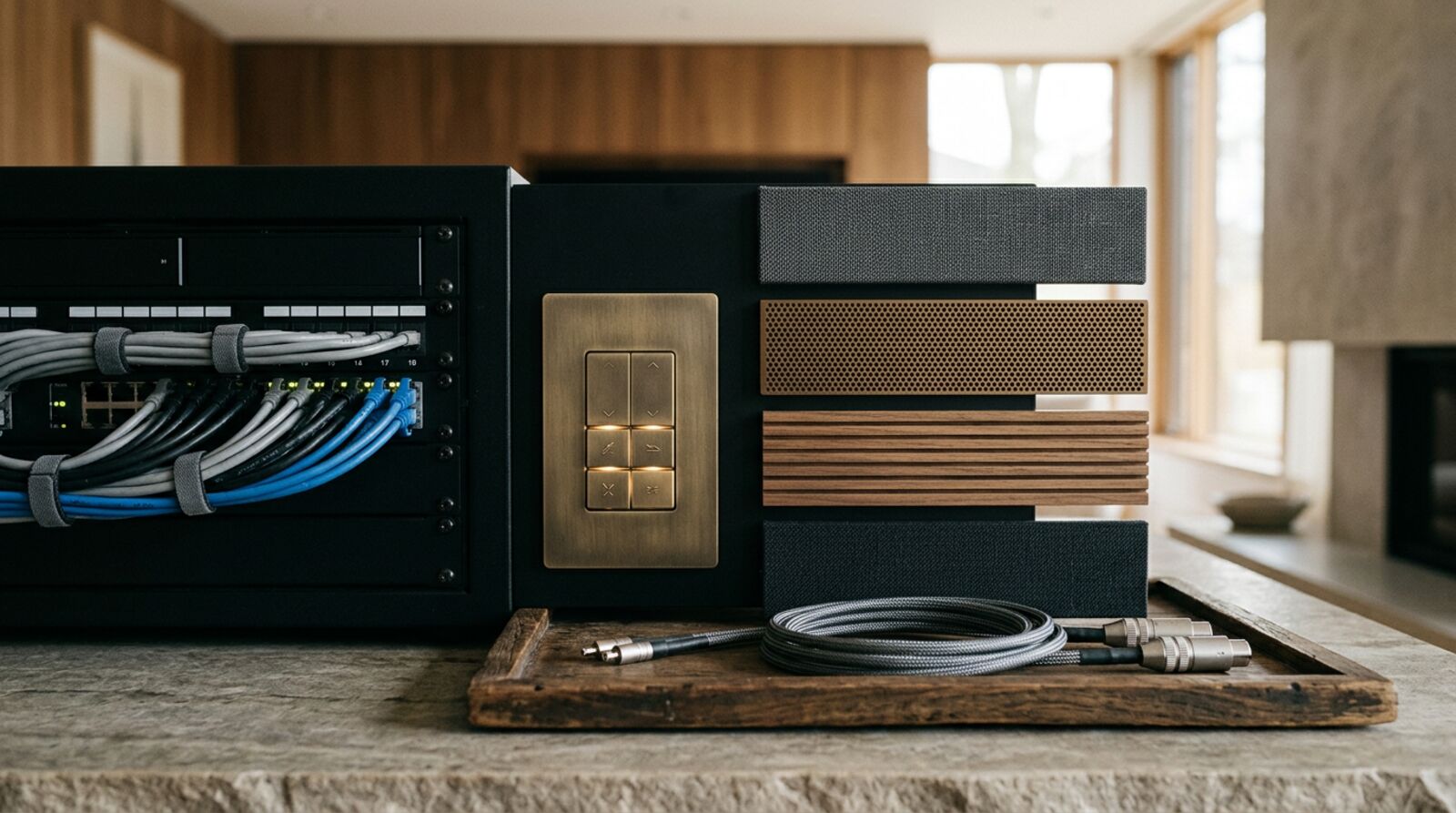 Standards — restrained vendor proof, materials in the rack